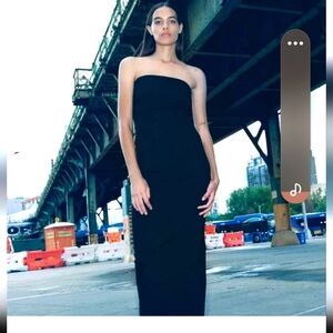 ZARA Black Stretch The Fitted  Denim Strapless Maxi Dress Size M NEW WITHOU TAGS